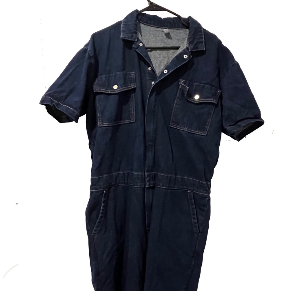 dark wash denim boiler suit jumpsuit one piece from asos
